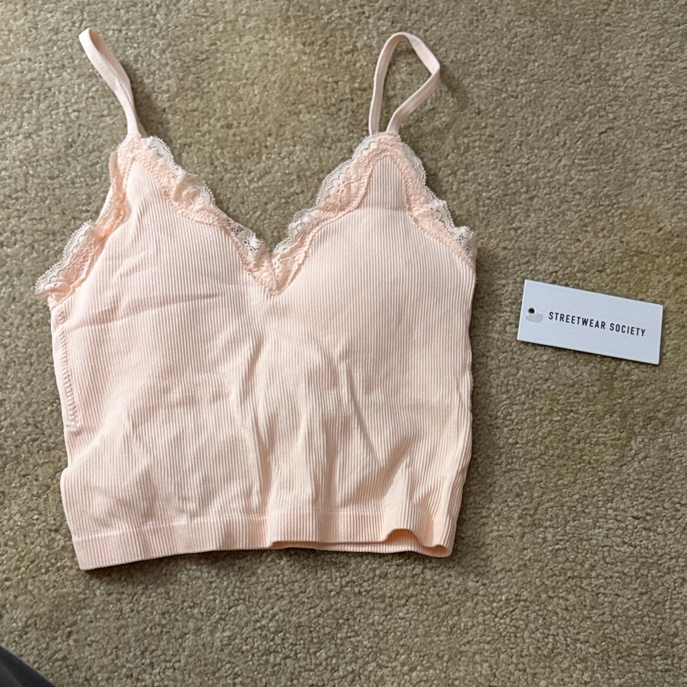 Streetwear Society Peach Lace Trim Bandeau